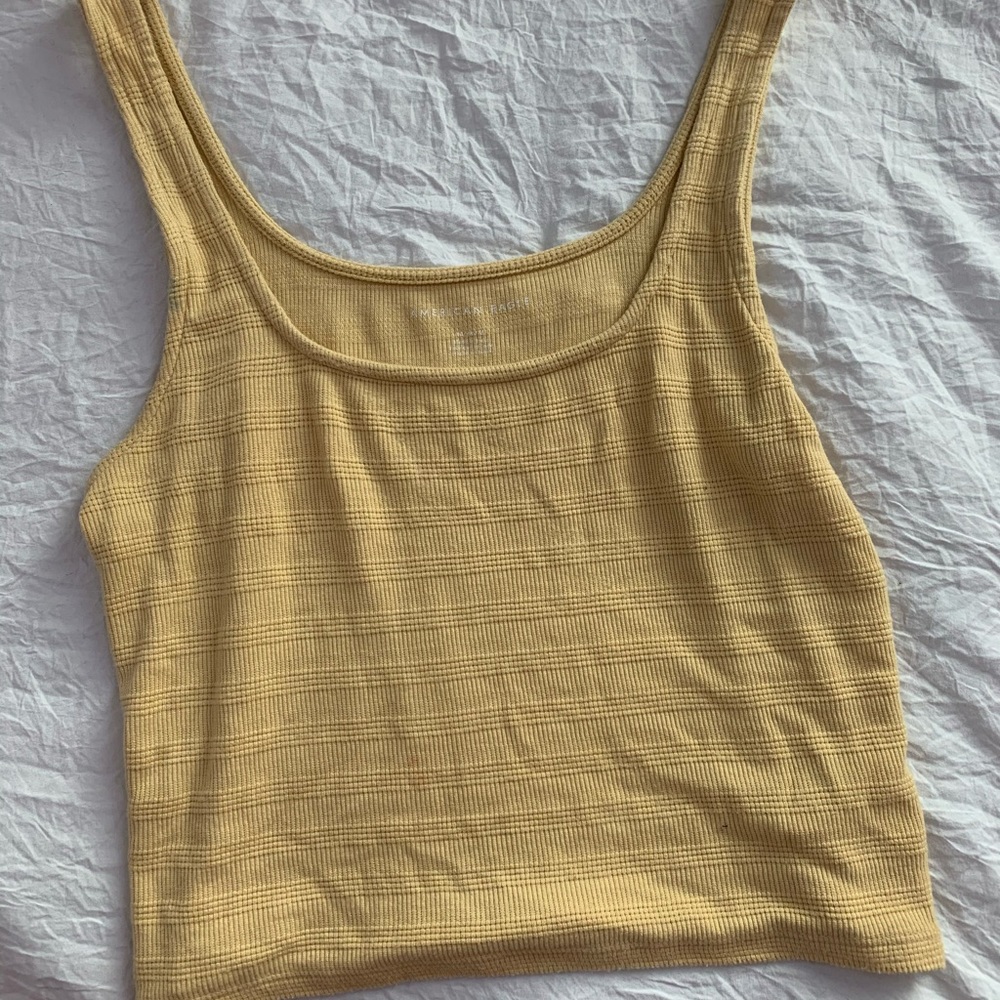 american eagle knitted yellow tank